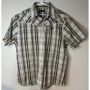 7 Diamonds Plaid Short Sleeve Mens 3XL Western Rodeo Cowboy Embroidered Eagle